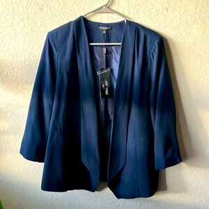 For Cynthia 100% Polyester Navy Shawl-Collar Buttoned Sleeves Blazer women’s XL
